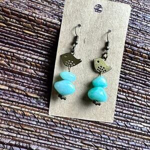 BOGO FREE BRASS BIRD STONE EARRINGS